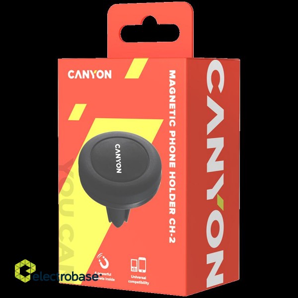 Canyon Car Holder for Smartphones,magnetic suction function ,with 2 plates(rectangle/circle), black ,44*44*40mm 0.035kg paveikslėlis 4