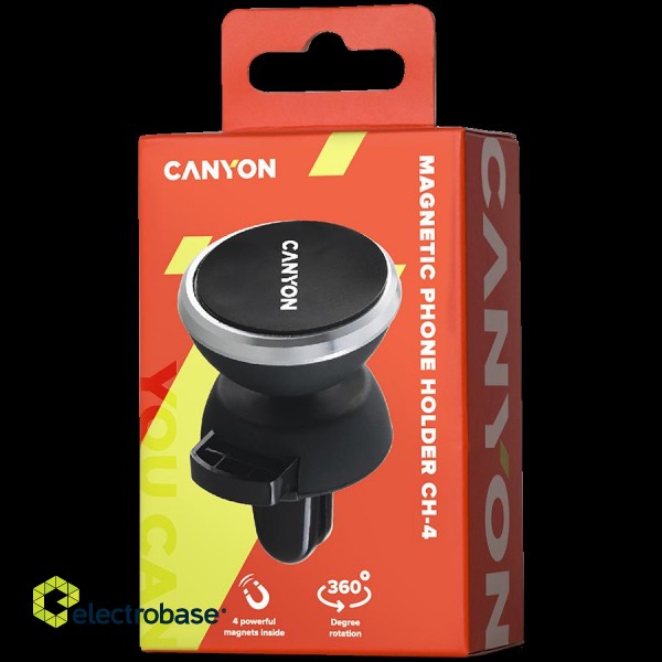 Canyon Car Holder for Smartphones,magnetic suction function ,with 2 plates(rectangle/circle), black ,40*35*50mm 0.033kg фото 4