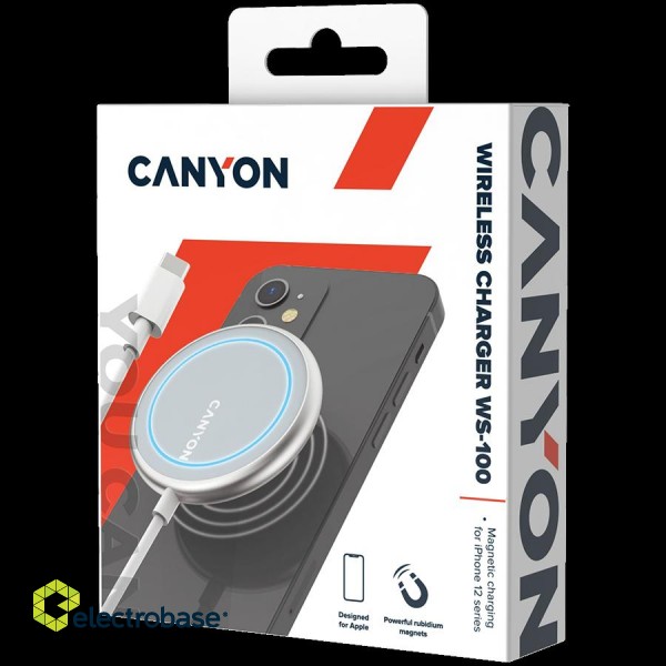 CANYON wireless charger WS-100 15W Magnetic Silver image 5