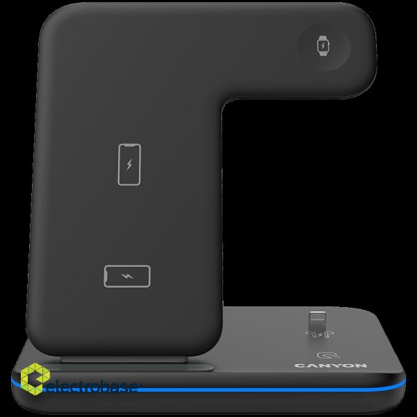 CANYON wireless charger WS-302 15W 3in1 Black image 1
