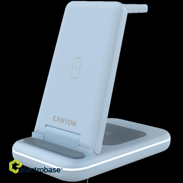 CANYON wireless charger WS-304 15W 2in1 Blue image 2