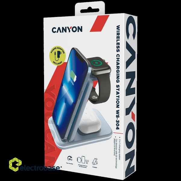 CANYON wireless charger WS-304 15W 2in1 Blue image 9