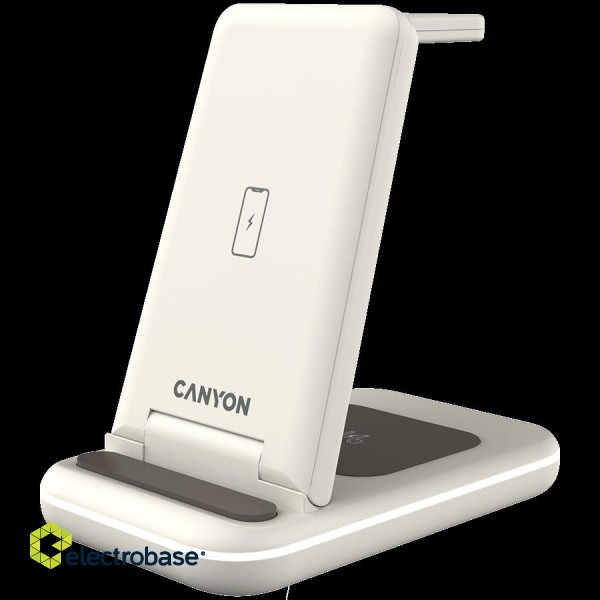 CANYON wireless charger WS-304 15W 2in1 Cosmic Latte image 2