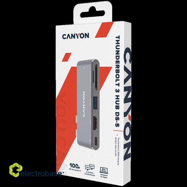 CANYON hub DS-5 7in1 Thunderbolt 3 Space Grey paveikslėlis 5