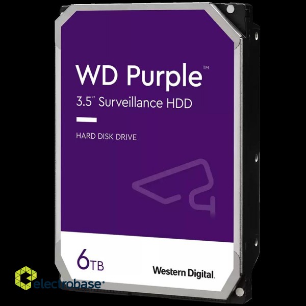 HDD Video Surveillance WD Purple 6TB CMR, 3.5'', 256MB, SATA 6Gbps, TBW: 180