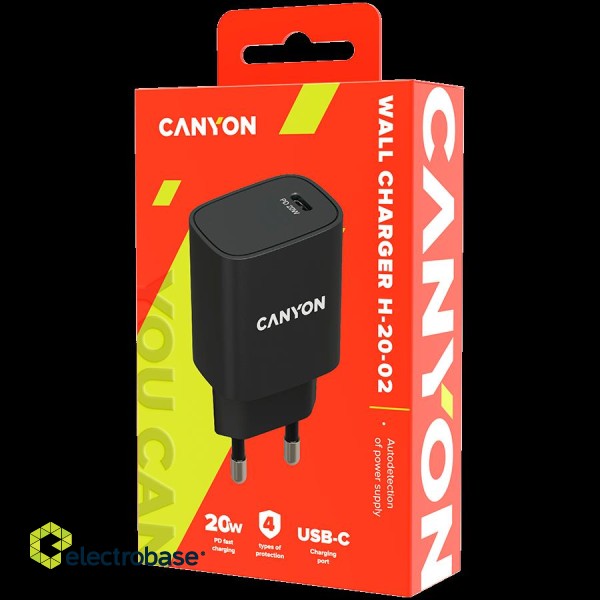 CANYON charger H-20-02 PD 20W USB-C Black paveikslėlis 3