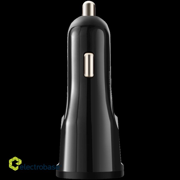 CANYON C-033 Universal 1xUSB car adapter, plus Lightning connector, Input 12V-24V, Output 5V/2.4A(Max), with Smart IC, black glossy, cable length 1.2m, 77*30*30mm, 0.041kg, Russian paveikslėlis 1