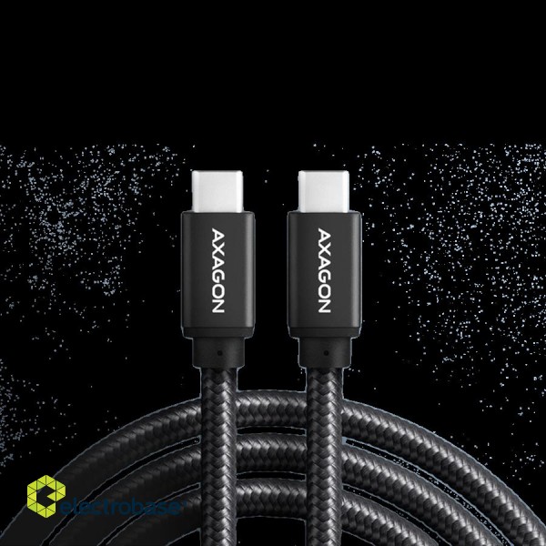 Axagon Data and charging USB 3.2 Gen1 cable lengh 3 m. PD 60W, 3A. Black braided.