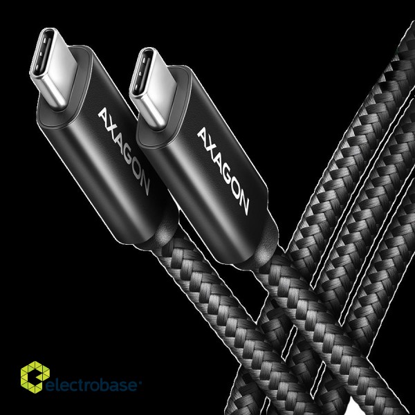 Axagon Data and charging USB 480Mbps cable length 2.5 m. PD 240W, 5A. Black braided.