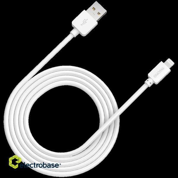 CANYON Lightning USB Cable for Apple, round, 1M, White image 1