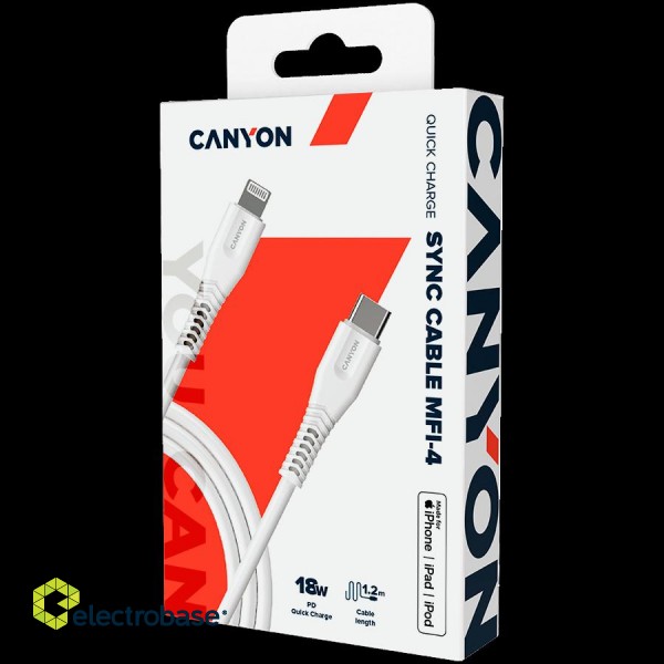 CANYON cable MFI-4 Type-C to Lightning 1.2m White image 4
