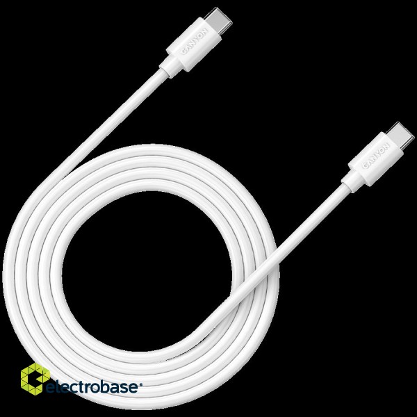 CANYON cable C-12 USB-C to USB-C 100W 2m White image 1