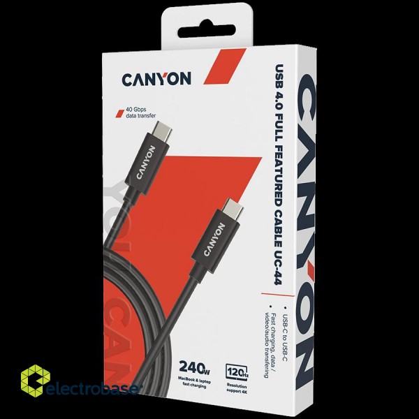 CANYON cable UC-44 USB-C to USB-C 240W 40Gbps 4k 1m Black image 2