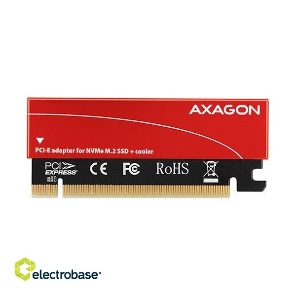 AXAGON PCEM2-S PCI-E 3.0 16x - M.2 SSD NVMe, up to 80mm SSD, low profile, cooler image 1