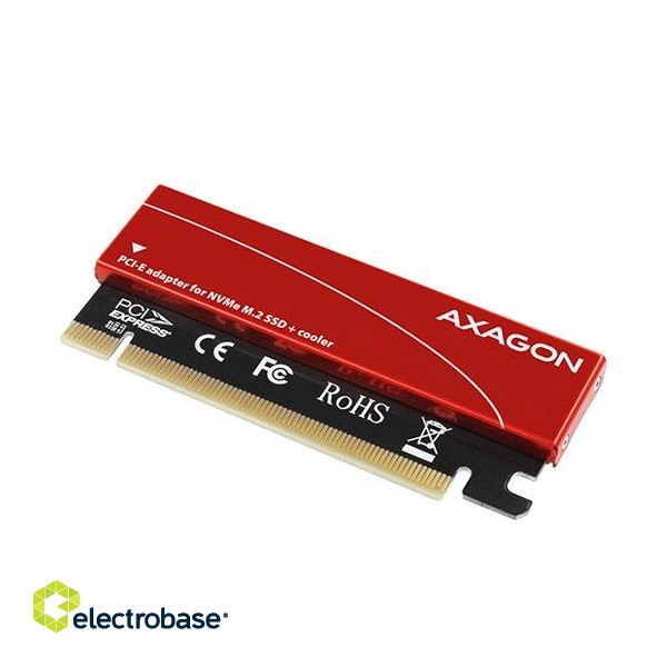 AXAGON PCEM2-S PCI-E 3.0 16x - M.2 SSD NVMe, up to 80mm SSD, low profile, cooler image 2