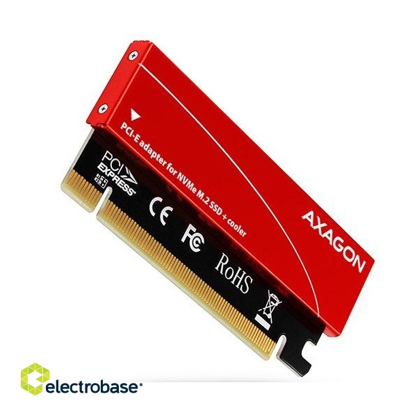 AXAGON PCEM2-S PCI-E 3.0 16x - M.2 SSD NVMe, up to 80mm SSD, low profile, cooler image 3