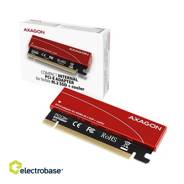 AXAGON PCEM2-S PCI-E 3.0 16x - M.2 SSD NVMe, up to 80mm SSD, low profile, cooler image 4