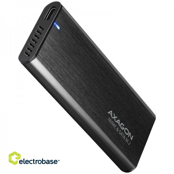 Axagon External USB-C 3.2 Gen 2 metal box for M.2 NVMe & SATA SSD disks. Screwless.