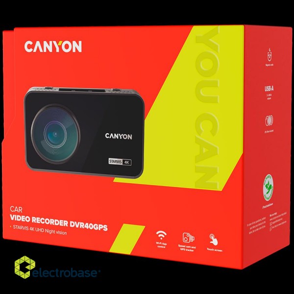 CANYON car recorder DVR40GPS UltraHD 2160p Wi-Fi GPS Black image 10
