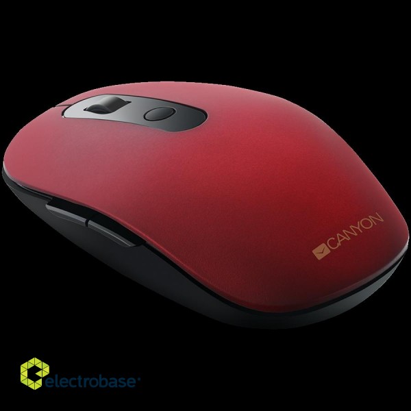 Canyon 2 in 1 Wireless optical mouse with 6 buttons, DPI 800/1000/1200/1500, 2 mode(BT/ 2.4GHz), Battery AA*1pcs, Red, silent switch for right/left keys, 65.4*112.25*32.3mm, 0.092kg фото 3