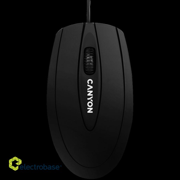 CANYON wired optical Mouse with 3 buttons, DPI 1000, Black, cable length 1.15m, 100*51*29mm, 0.07kg фото 1