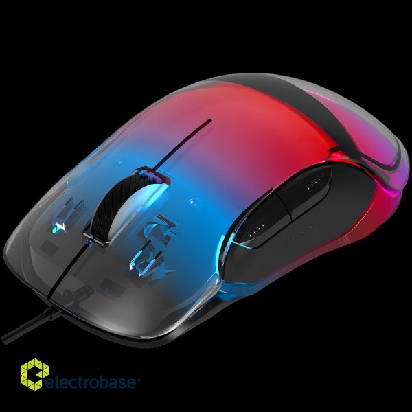 CANYON Braver GM-728, Optical Crystal gaming mouse, Instant 825, ABS material, huanuo 10 million cycle switch, 1.65M TPE cable with magnet ring, weight: 114g, Size: 122.6*66.2*38.2mm, Black image 4