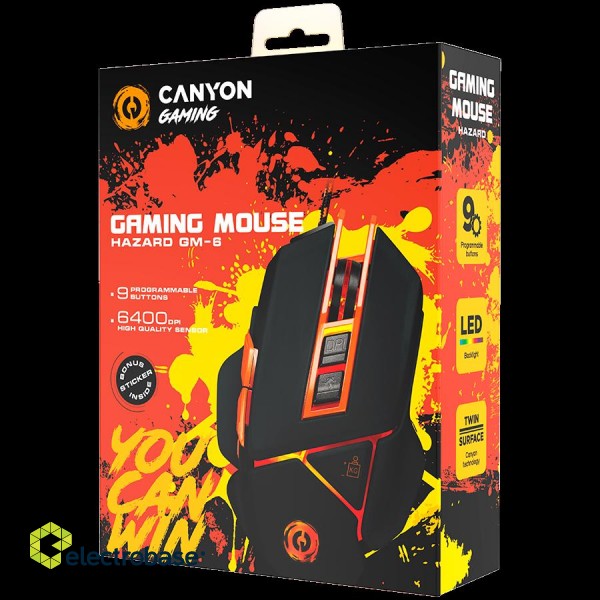 CANYON Optical gaming mouse, adjustable DPI setting 800/1000/1200/1600/2400/3200/4800/6400, LED backlight, moveable weight slot and retractable top cover for comfortable usage paveikslėlis 6