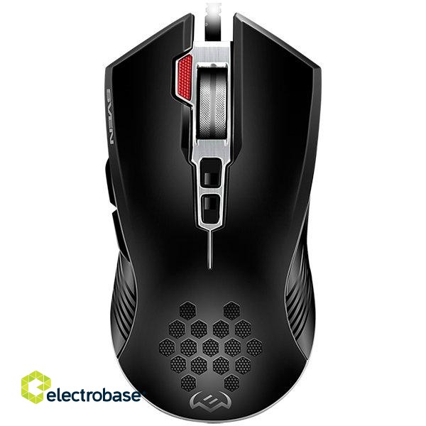 SVEN RX-G850 up to 6400 DPI; Soft Touch; Metal bottom; Braided cable; Gaming software; 3 extra buttons; Lighting; Doubleclick button; Dpi switch button paveikslėlis 1
