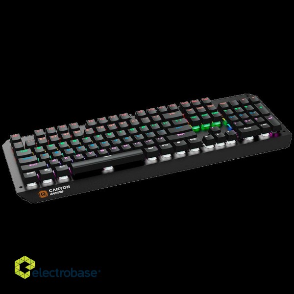 CANYON Wired multimedia gaming keyboard with lighting effect, 108pcs rainbow LED, Numbers 104keys, EN double injection layout, cable length 1.8M, 450.5*163.7*42mm, 0.90kg, color black paveikslėlis 3