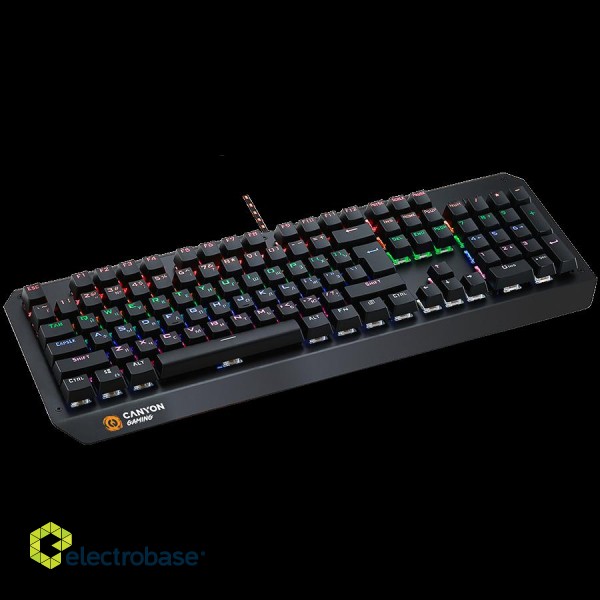 CANYON Wired multimedia gaming keyboard with lighting effect, 108pcs rainbow LED, Numbers 104keys, EN double injection layout, cable length 1.8M, 450.5*163.7*42mm, 0.90kg, color black paveikslėlis 5