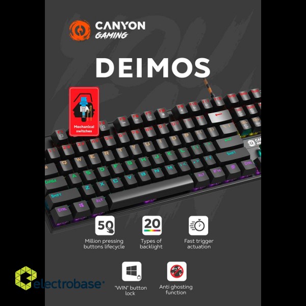 CANYON keyboard Deimos GK-4 Rainbow US Wired Black paveikslėlis 4