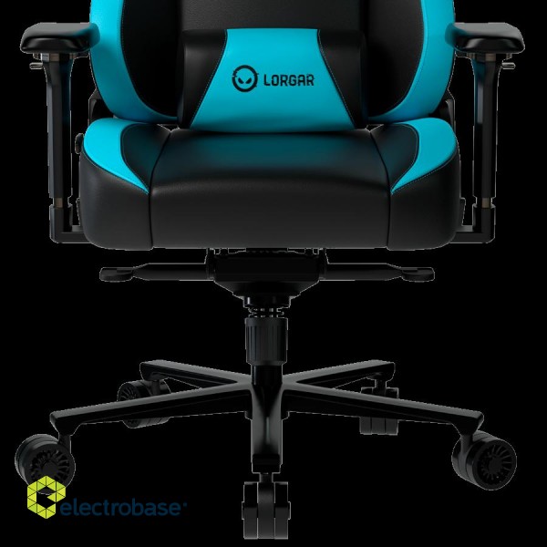 LORGAR Base 311, Gaming chair, PU eco-leather, 1.8 mm metal frame, multiblock mechanism, 4D armrests, 5 Star aluminium base, Class-4 gas lift, 75mm PU casters, Black + blue image 6