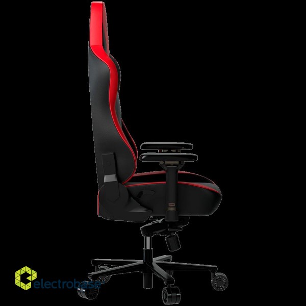 LORGAR Base 311, Gaming chair, PU eco-leather, 1.8 mm metal frame, multiblock mechanism, 4D armrests, 5 Star aluminium base, Class-4 gas lift, 75mm PU casters, Black + red фото 3
