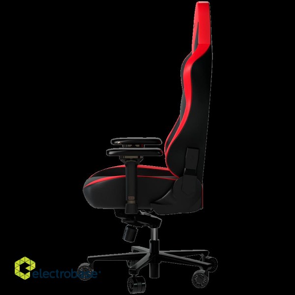 LORGAR Base 311, Gaming chair, PU eco-leather, 1.8 mm metal frame, multiblock mechanism, 4D armrests, 5 Star aluminium base, Class-4 gas lift, 75mm PU casters, Black + red фото 5