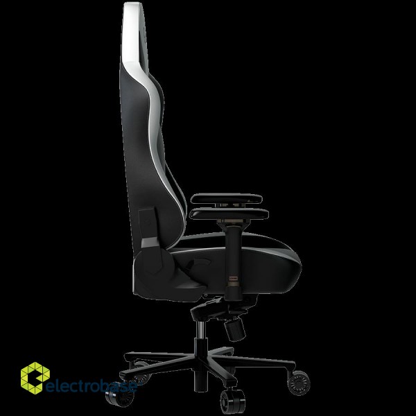 LORGAR Base 311, Gaming chair, PU eco-leather, 1.8 mm metal frame, multiblock mechanism, 4D armrests, 5 Star aluminium base, Class-4 gas lift, 75mm PU casters, Black + white image 3