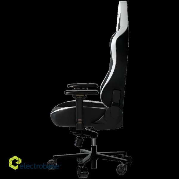 LORGAR Base 311, Gaming chair, PU eco-leather, 1.8 mm metal frame, multiblock mechanism, 4D armrests, 5 Star aluminium base, Class-4 gas lift, 75mm PU casters, Black + white image 5