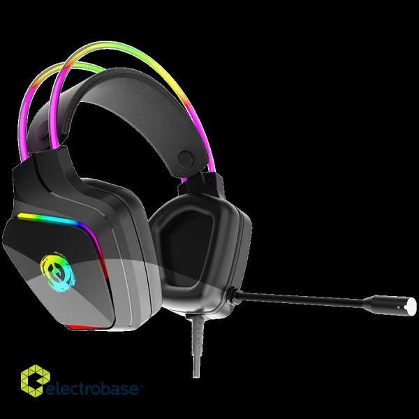 CANYON Darkless GH-9A, RGB gaming headset with Microphone, Microphone frequency response: 20HZ~20KHZ, ABS+ PU leather, USB*1*3.5MM jack plug, 2.0M PVC cable, weight:280g, black image 2