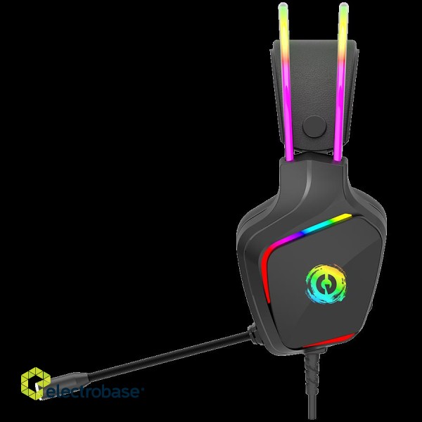 CANYON Darkless GH-9A, RGB gaming headset with Microphone, Microphone frequency response: 20HZ~20KHZ, ABS+ PU leather, USB*1*3.5MM jack plug, 2.0M PVC cable, weight:280g, black image 5
