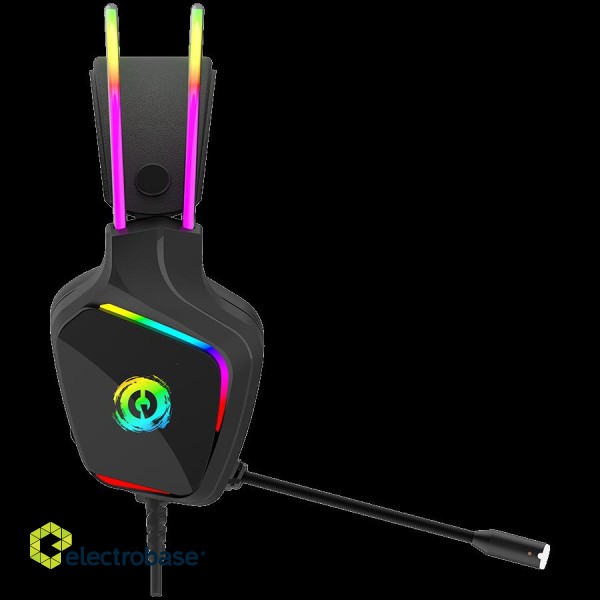 CANYON Darkless GH-9A, RGB gaming headset with Microphone, Microphone frequency response: 20HZ~20KHZ, ABS+ PU leather, USB*1*3.5MM jack plug, 2.0M PVC cable, weight:280g, black image 6