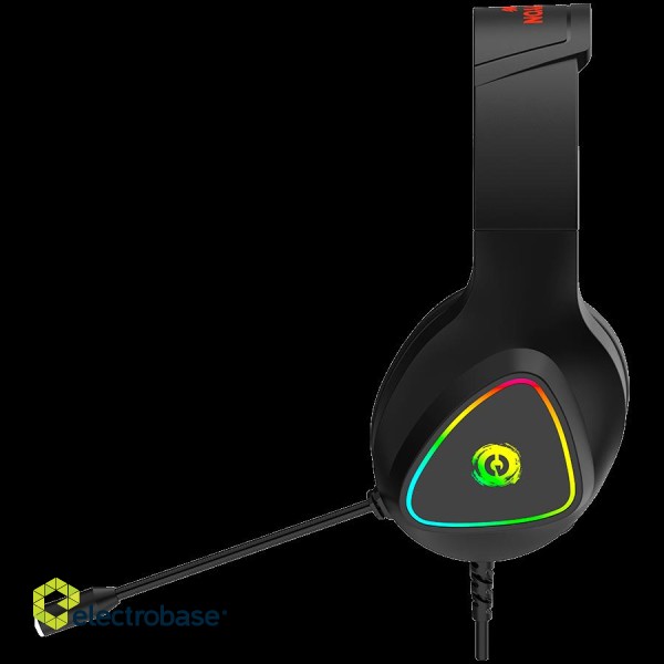 CANYON Shadder GH-6, RGB gaming headset with Microphone, Microphone frequency response: 20HZ~20KHZ, ABS+ PU leather, USB*1*3.5MM jack plug, 2.0M PVC cable, weight: 300g, Black image 5