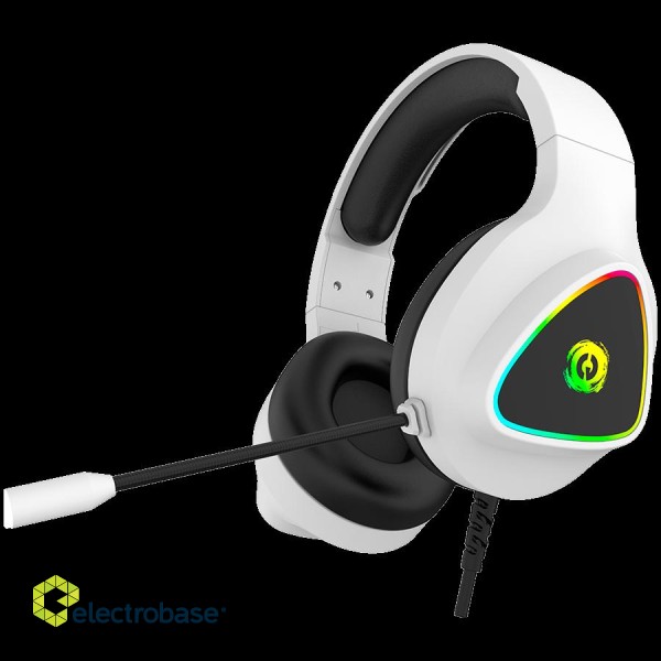 CANYON Shadder GH-6, RGB gaming headset with Microphone, Microphone frequency response: 20HZ~20KHZ, ABS+ PU leather, USB*1*3.5MM jack plug, 2.0M PVC cable, weight: 300g, White image 1