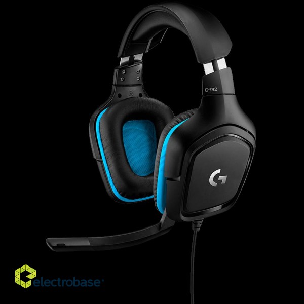 LOGITECH G432 Wired Gaming Headset 7.1 - LEATHERETTE - BLACK/BLUE - USB image 1