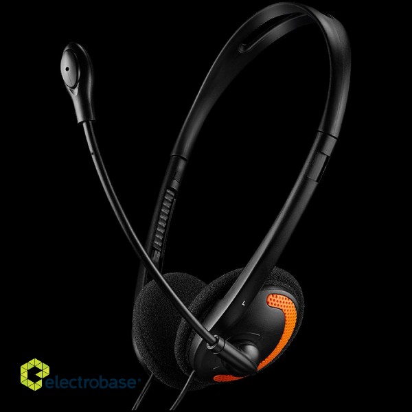 CANYON PC headset with microphone, volume control and adjustable headband, cable 1.8M, Black/Orange image 1