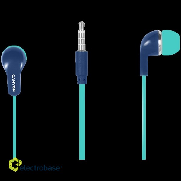 CANYON Stereo Earphones with inline microphone, Green+Blue image 2