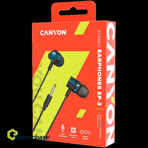 CANYON Stereo earphones with microphone, 1.2M, green paveikslėlis 3