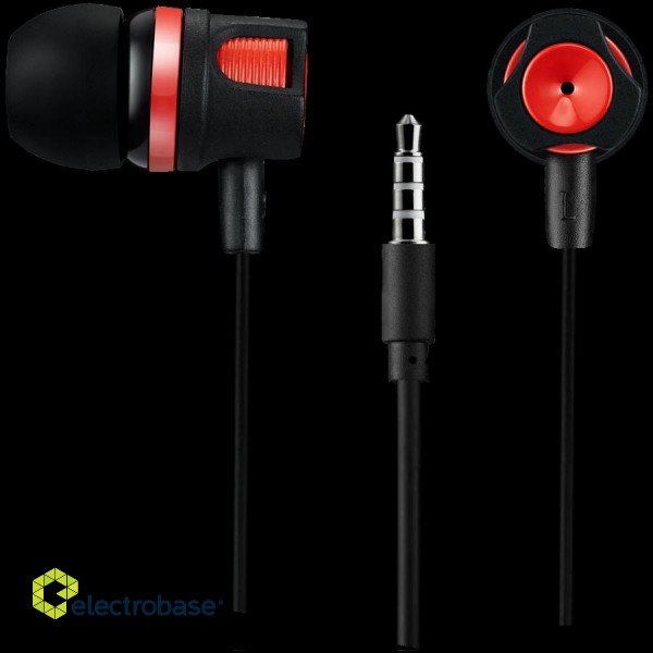 CANYON Stereo earphones with microphone, 1.2M, red image 2