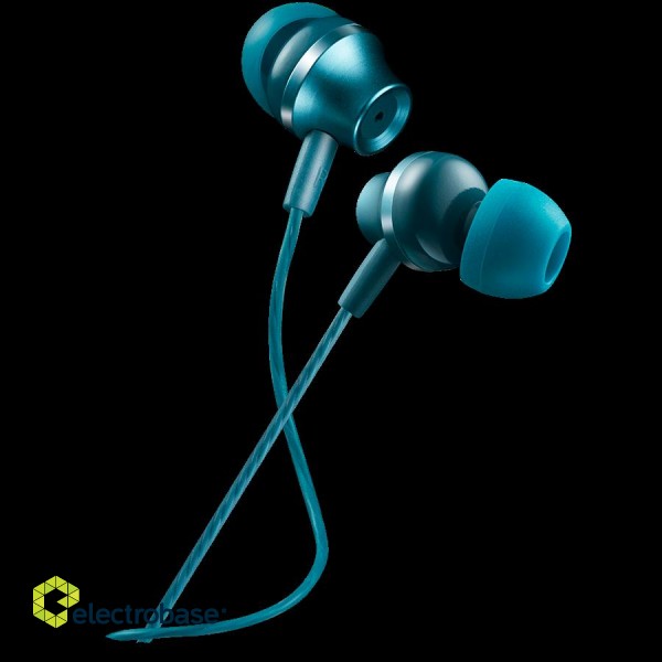 CANYON Stereo earphones with microphone, metallic shell, 1.2M, blue-green image 1