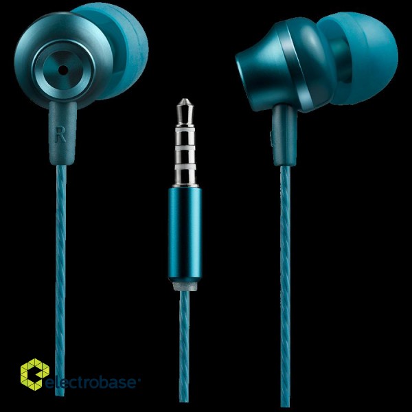 CANYON Stereo earphones with microphone, metallic shell, 1.2M, blue-green image 2