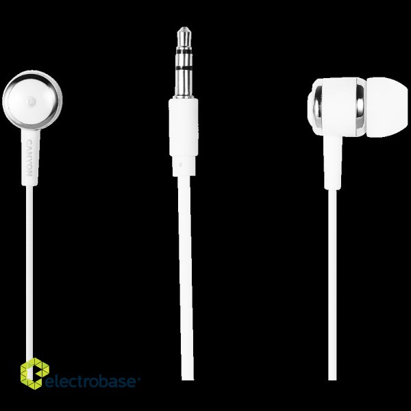 CANYON Stereo earphones with microphone, White фото 2