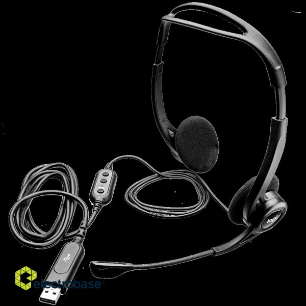 LOGITECH PC960 Corded Stereo Headset BLACK - USB image 2